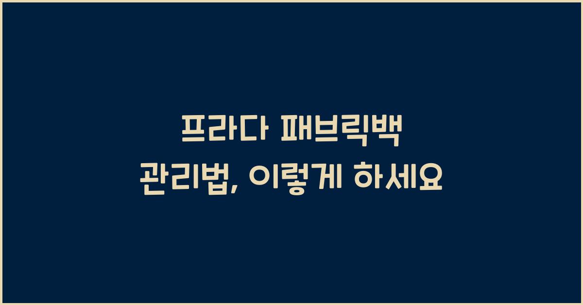 프라다 패브릭백 관리법