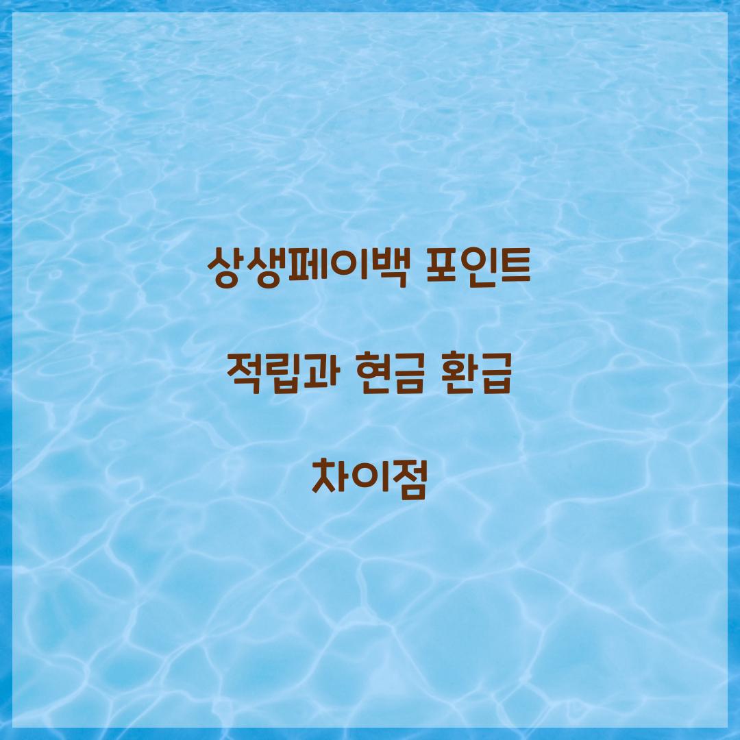 상생페이백 포인트 적립과 현금 환급 차이점