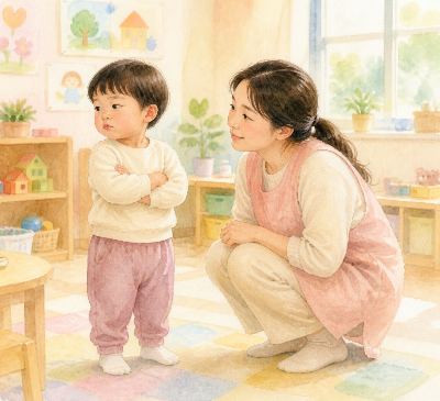 아이의 '싫어'를 존중하는 방법, 억지로 시키지 않고 기다려주기(AI생성 이미지)