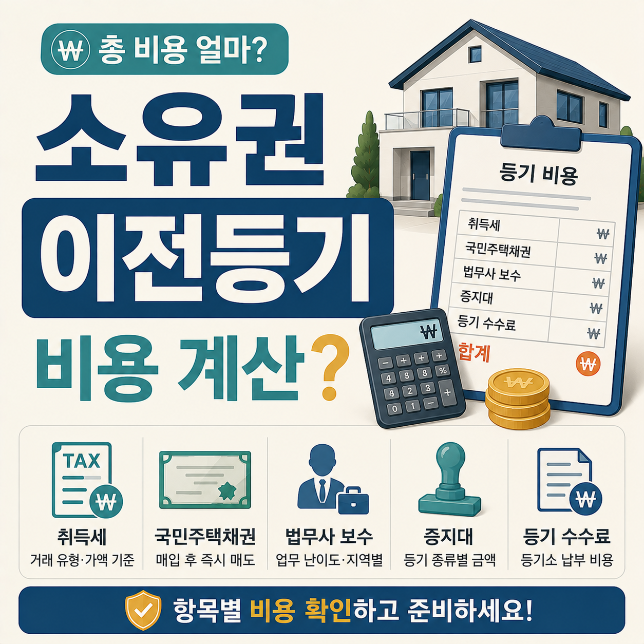 소유권 이전등기 비용 계산을 고민하는 이미지