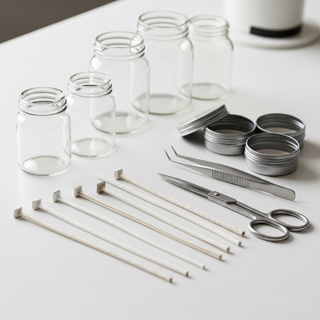 심지와 유리용기 준비 모습