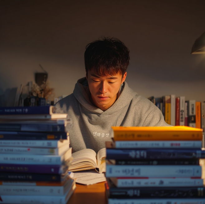 평가사 공부하는 남성 모습