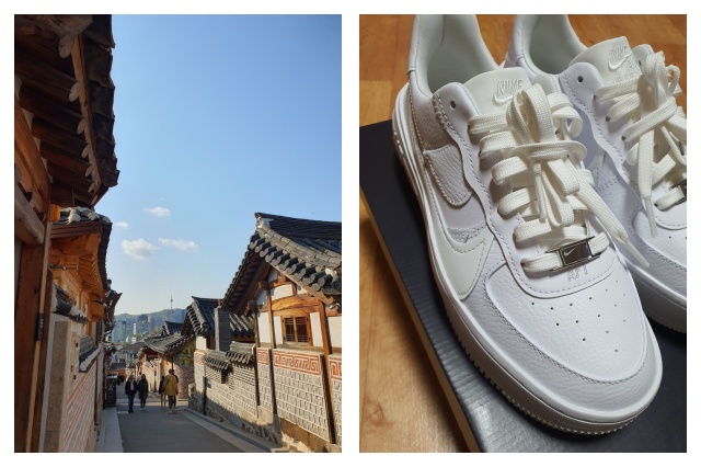 나이키 운동화 신고 북촌을 걸었어요.