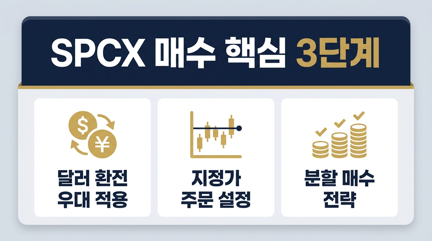 SPCX 매수 방법 환전 지정가 분할매수 요약 카드 2026년