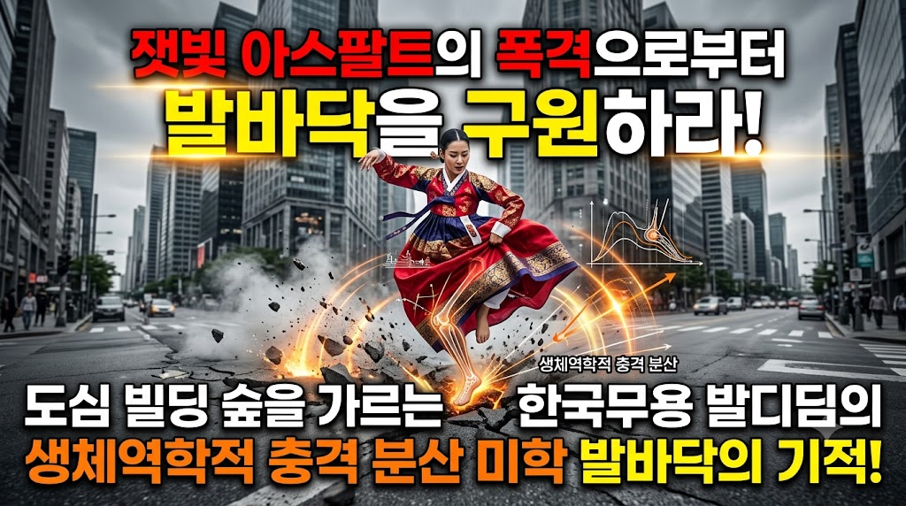 잿빛 아스팔트의 폭격으로부터 발바닥을 구원하라: 도심 속 빌딩 숲을 가르는 한국무용 발디딤의 생체역학적 충격 분산 미학