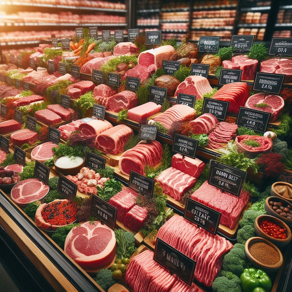 매장에 전시된 소고기 부위별로 보세요