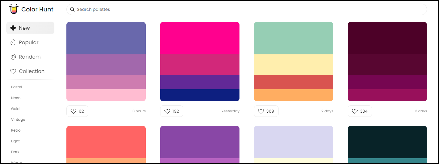 컬러 헌트 메인 페이지