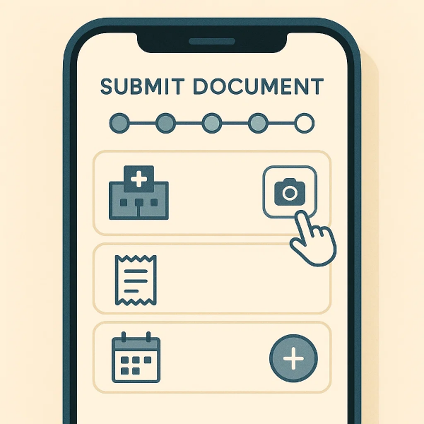 스마트폰 실손보험 청구 앱의 간편한 UI 화면 예시