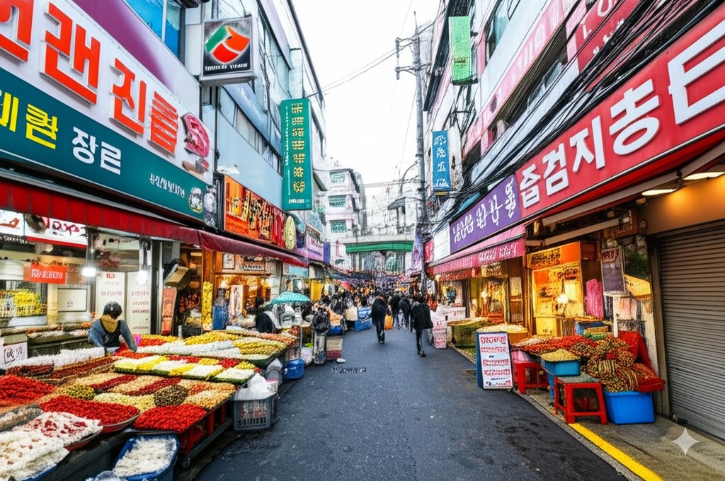 깡통시장 입구 활기찬 풍경