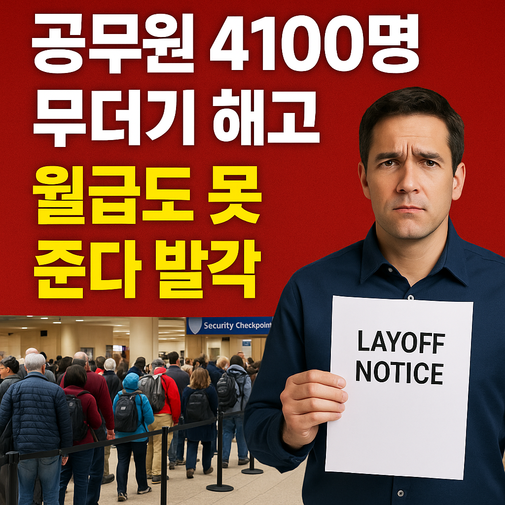 “4100명 공무원 해고 소식을 전하는 경고형 썸네일 이미지 with 해고 통지서”