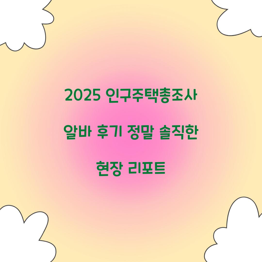 2025 인구주택총조사 알바 후기