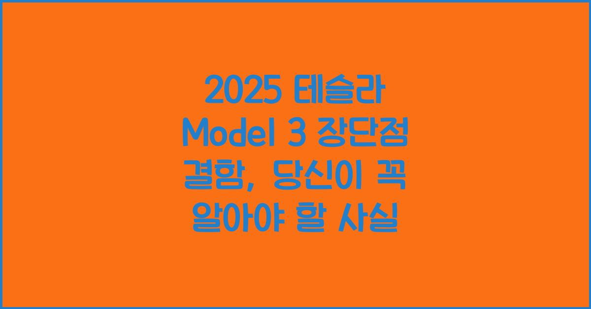 2025 테슬라 Model 3 장단점 결함