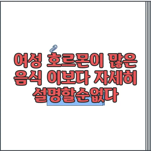 여성 호르몬이 많은 음식 이보다 자세히 설명할순없다