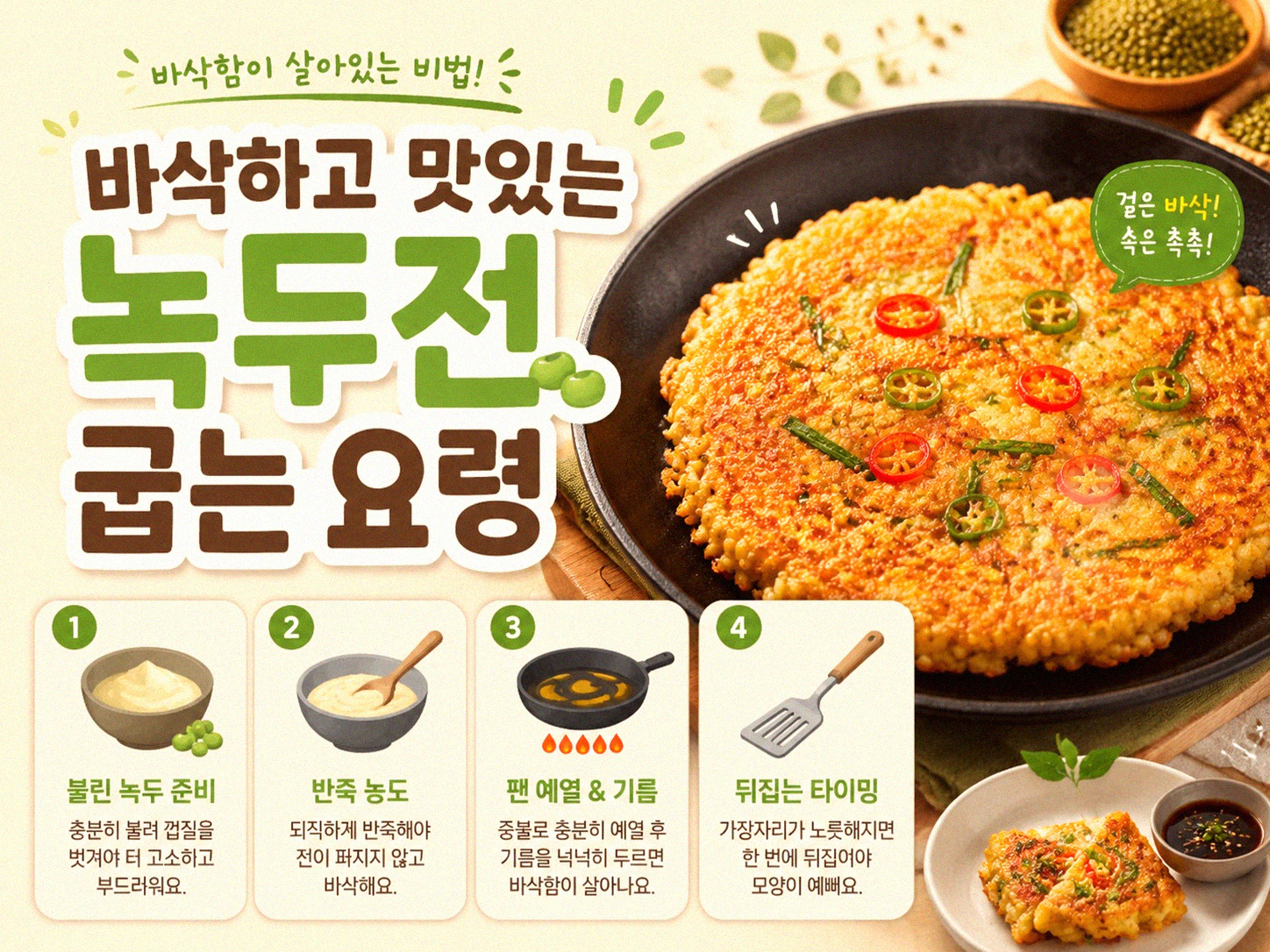 집에서 녹두전 제대로 부치는 법 찾으시나요