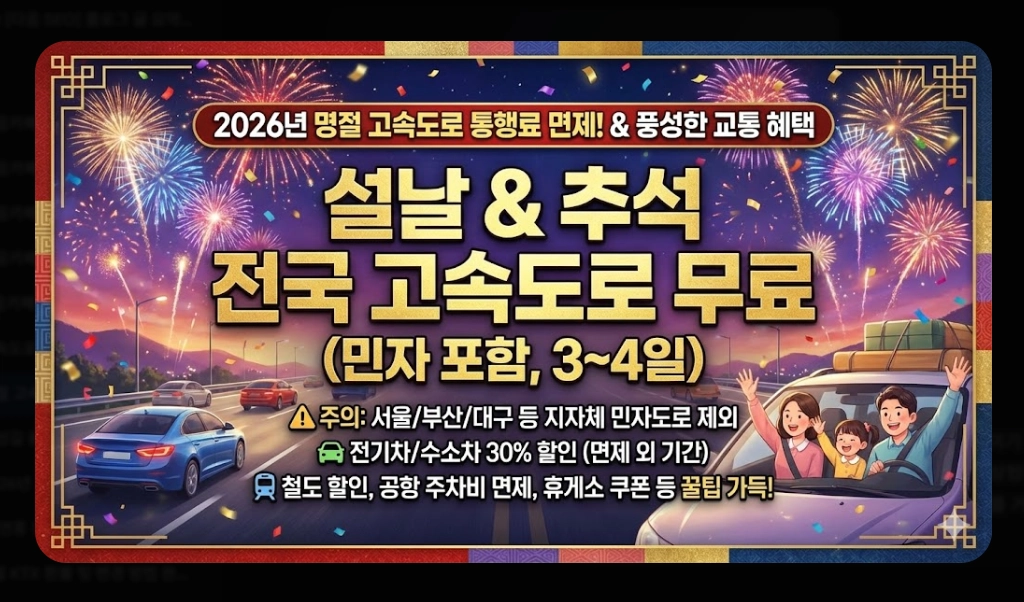 2026년 명절 고속도로 통행료 할인 완벽 가이드