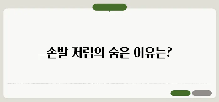 손발 저림 원인과 신경계 질환 가능성