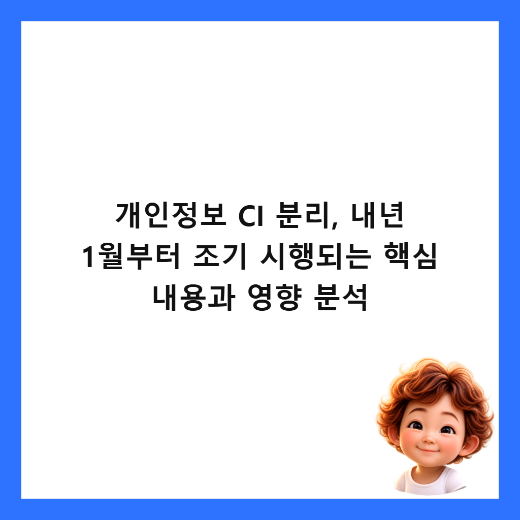 개인정보 CI 분리, 내년 1월부터 조기 시행되는 핵심 내용과 영향 분석 썸네일