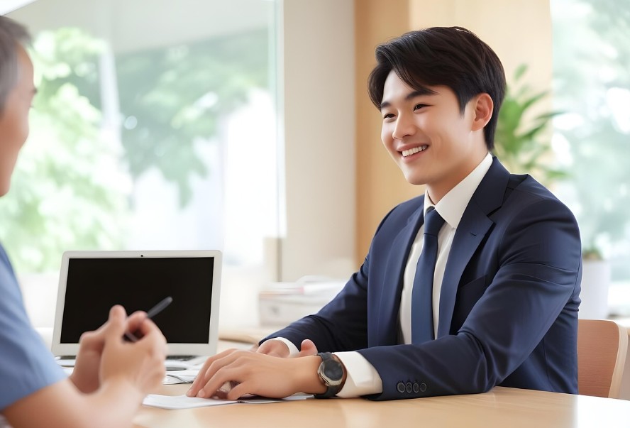 보험상담받는 사회 초년생