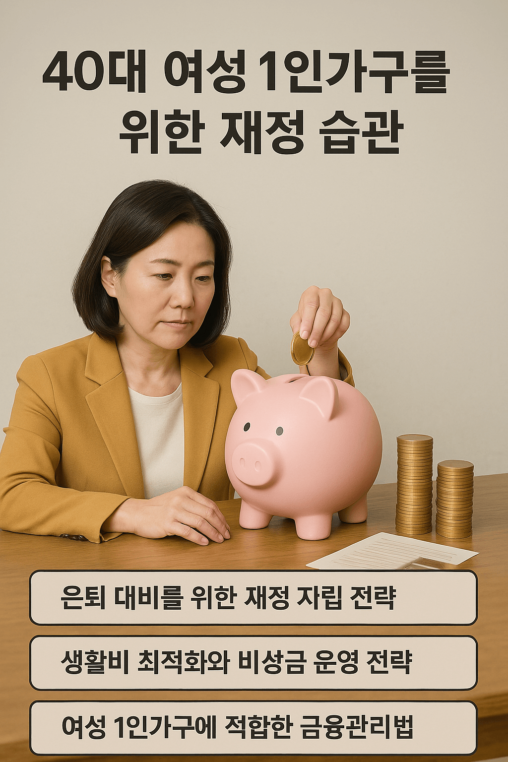 여성 1인가구 40대 재정습관 (은퇴대비, 생활전략)