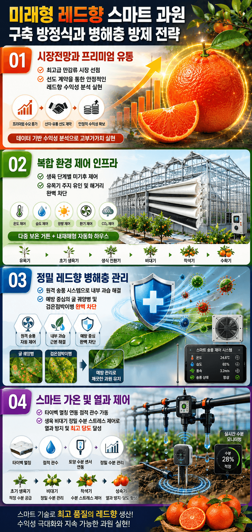 레드향 스마트 농원 성공 전략 인포그래픽