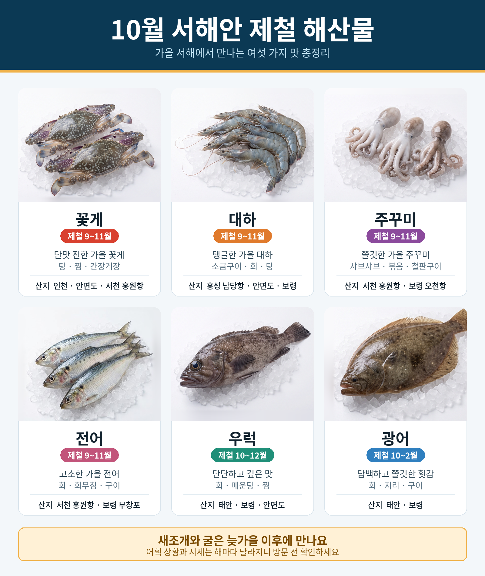 10월 서해 제철 해산물