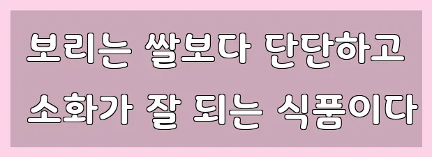  보리는 쌀보다 단단하고 소화가 잘 되는 식품이다