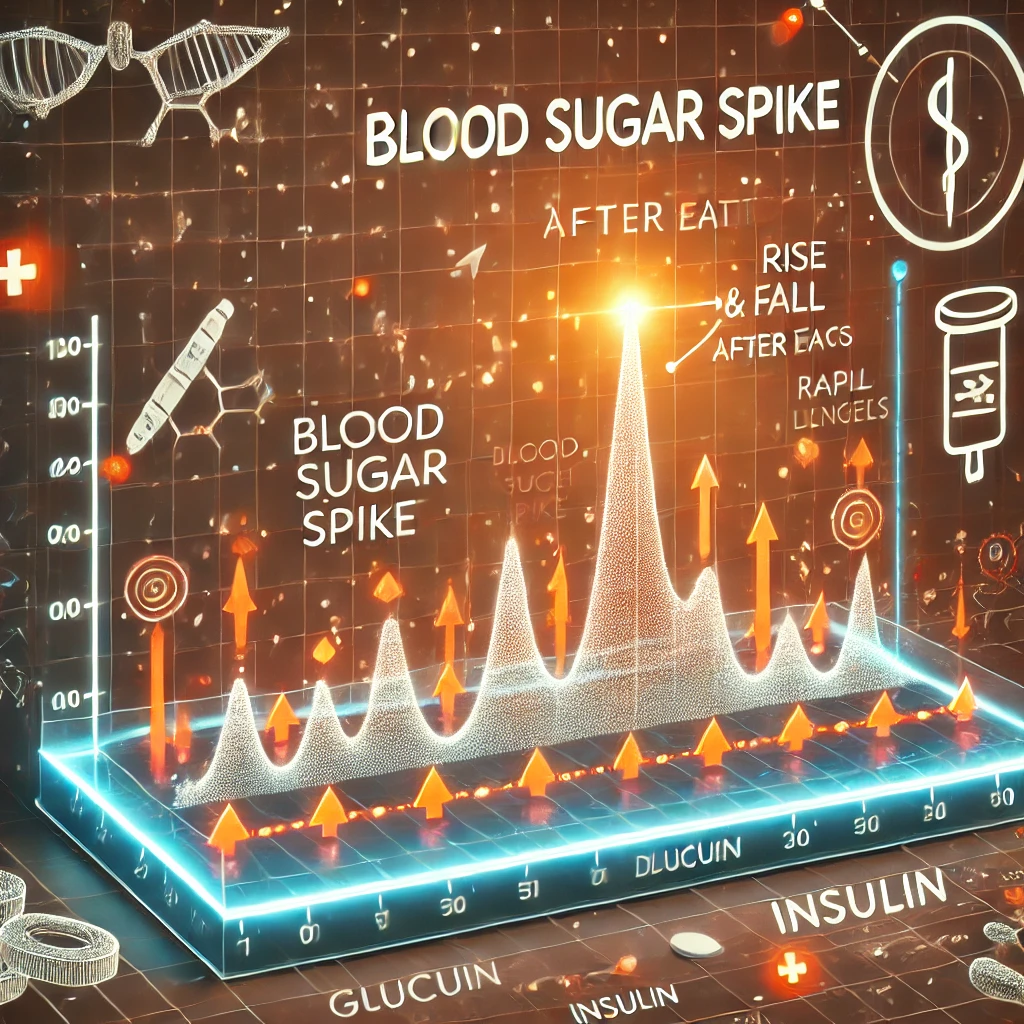혈당 스파이크 개념 설명 – 급격한 혈당 상승과 하락 그래프