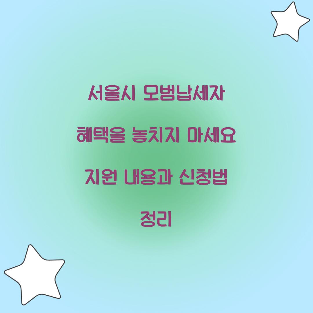 서울시 모범납세자 혜택