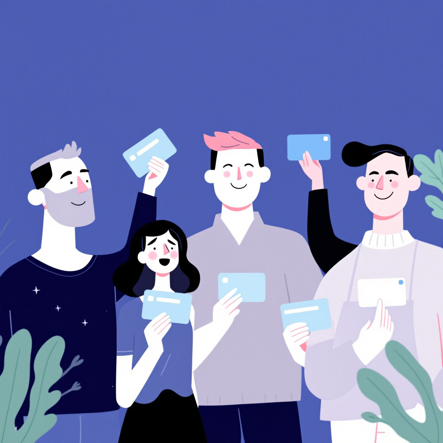 소상공인 비즈플러스카드 들고있는 소상공인들