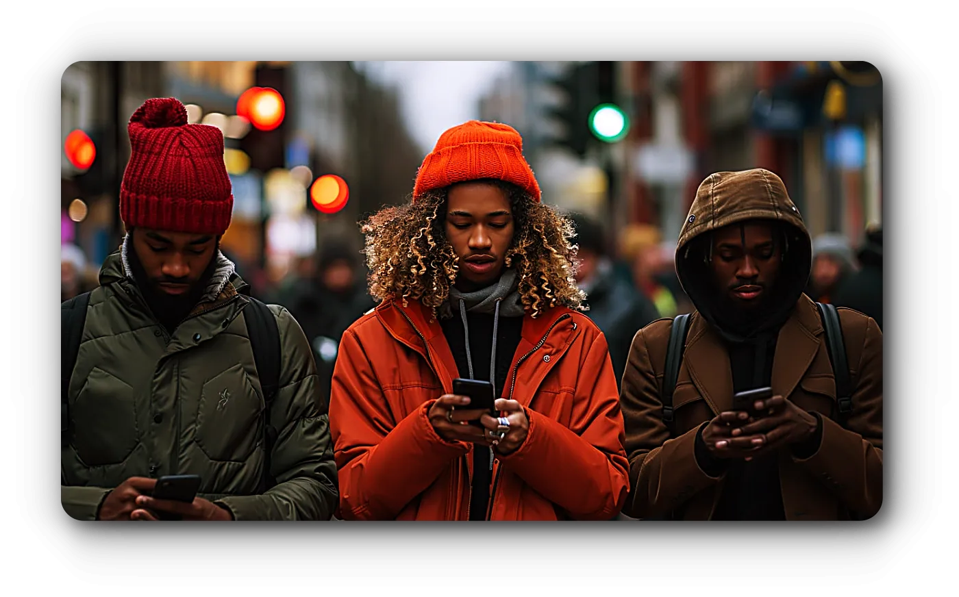 남자 3명-스마트폰-집중