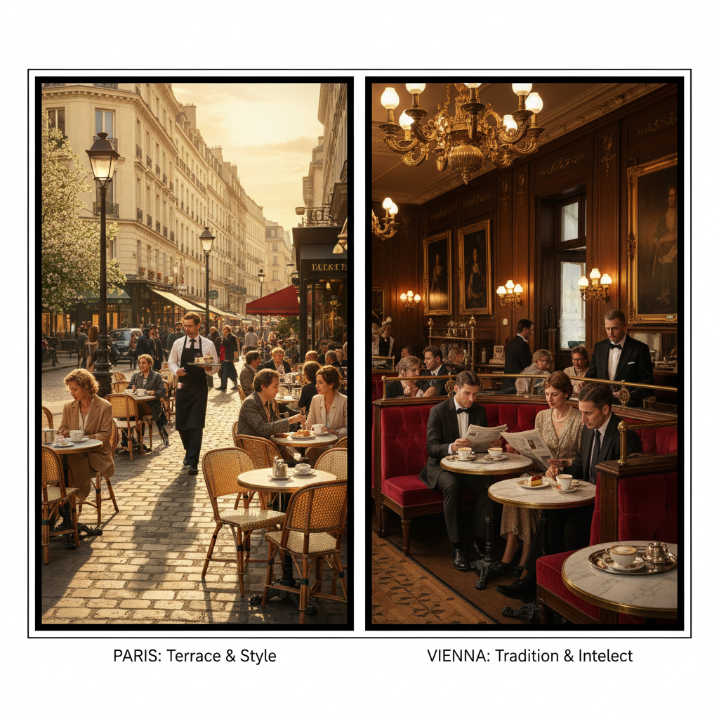 유럽 카페 문화 파리 테라스와 빈 카페하우스 (이미지 생성:google)