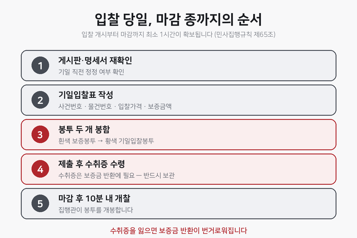 경매 입찰 당일 진행 순서 5단계