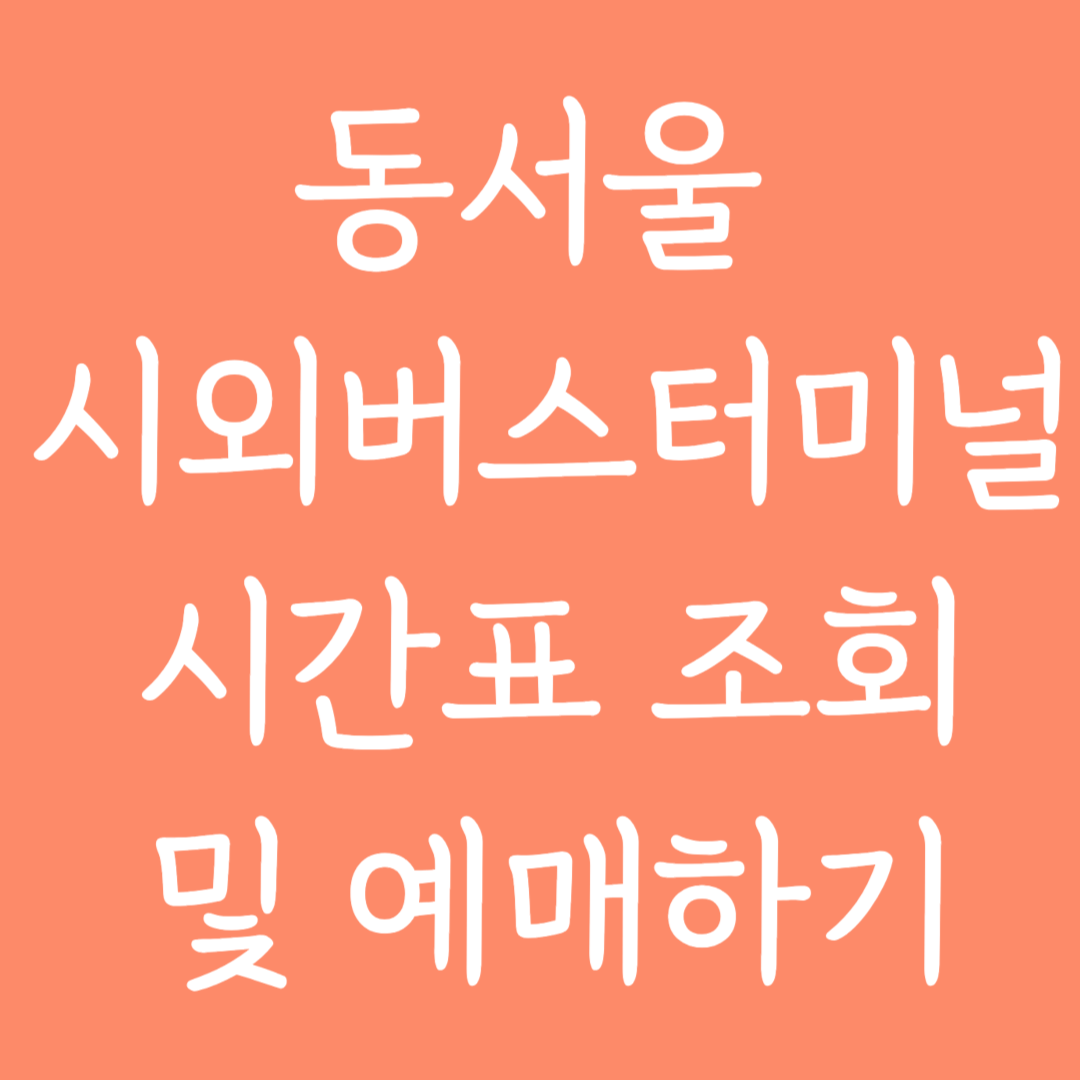 동서울 시외버스터미널 시간표 조회 및 예매하기