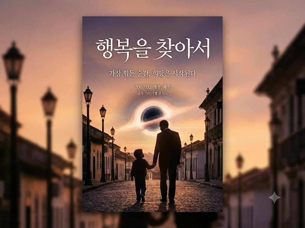 영화 <행복을 찾아서> 포스터. 가장 힘든 순간 시작되는 희망과 가족애를 담은 감동 실화 리뷰입니다.