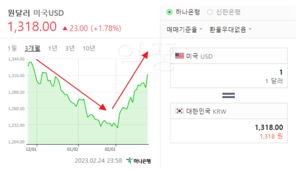 원달러 환율 차트 사진