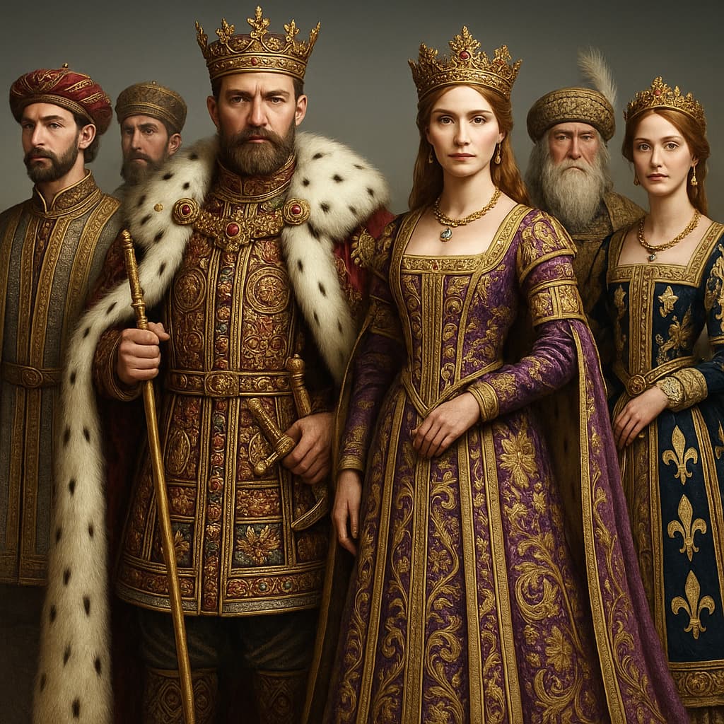 중세 유럽 왕과 귀족이 의복 입은 모습