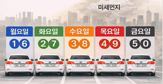 자동차 5부제 (요일별 운행 제한 번호)