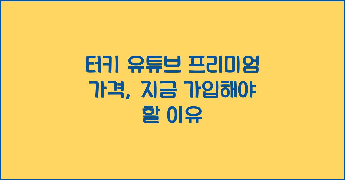 터키 유튜브 프리미엄 가격
