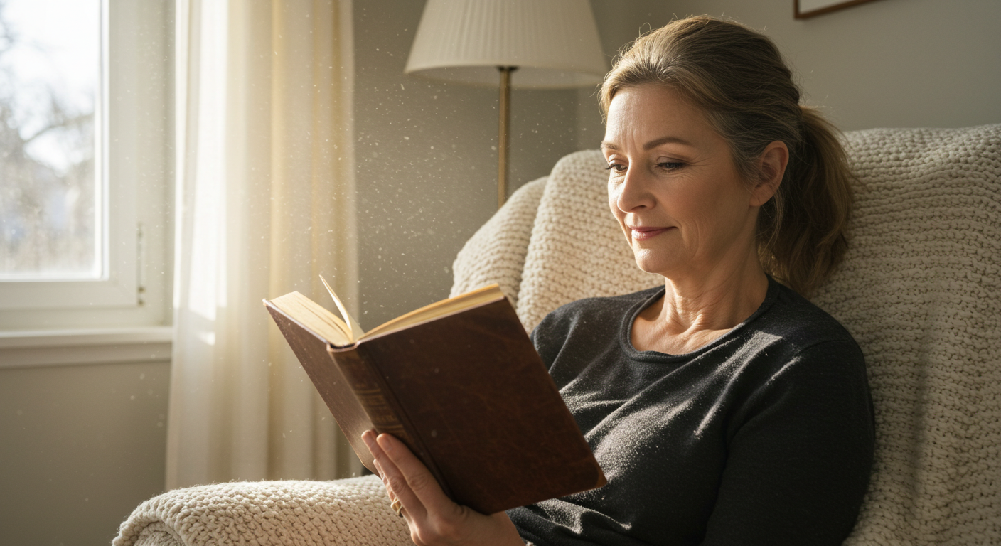 책읽는 중년 여성