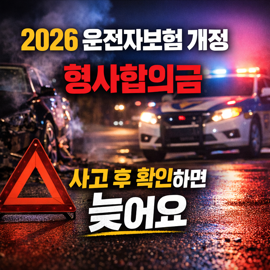 2026년 운전자보험 개정, 형사합의금 사고 후 확인하면 늦어요