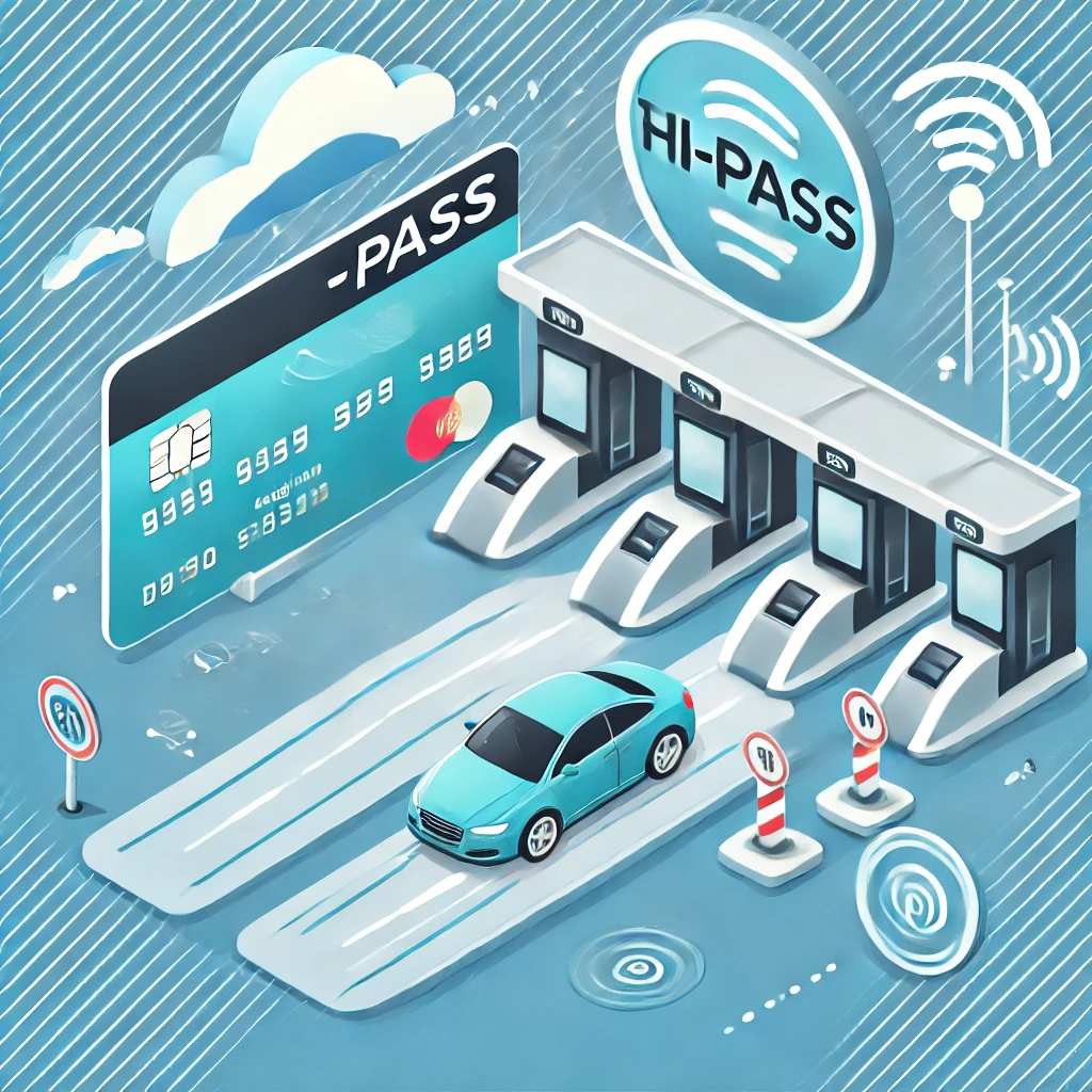 하이패스를 이용해 톨게이트를 통과하는 차량과 자동 결제 시스템