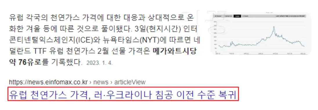 유럽 천연가스 가격 관련 뉴스