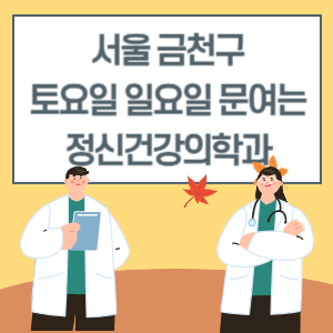 서울 금천구 토요일 일요일 정신건강의학과 진료 병원 리스트