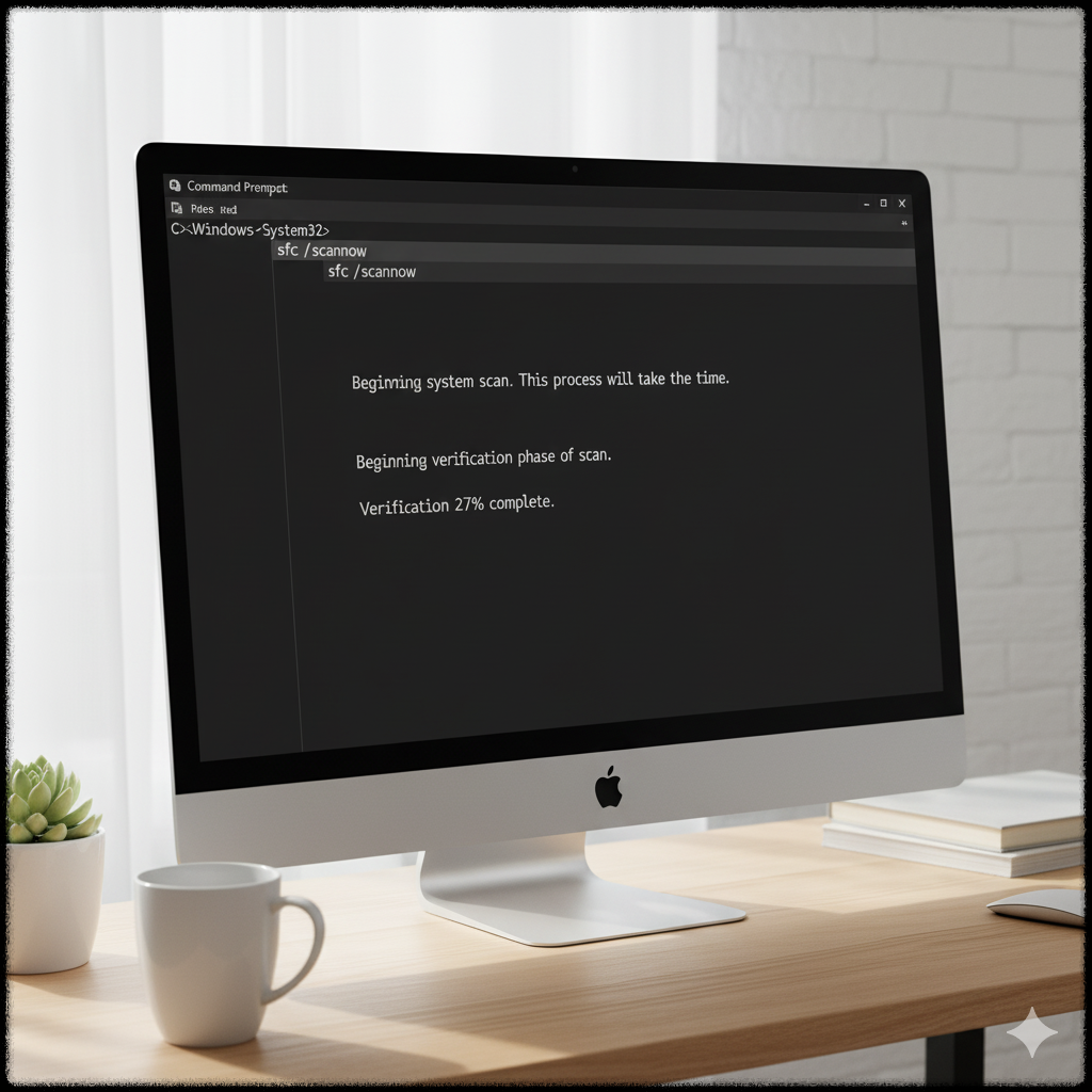 sfc/ scannow 명령이 실행 중인 명령 프롬프트