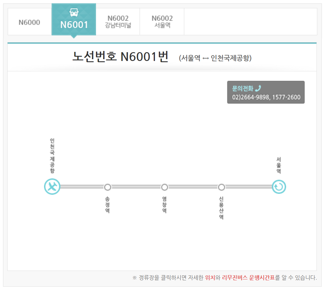 N6001 버스 이동경로