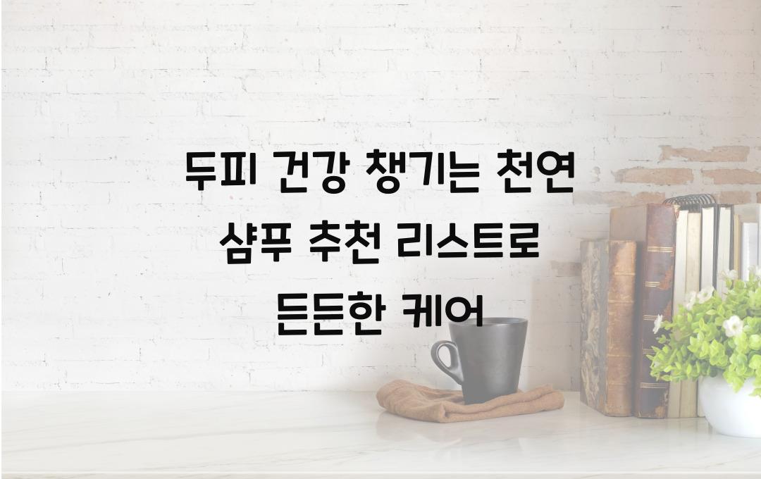 두피 건강 챙기는 천연 샴푸 추천 리스트