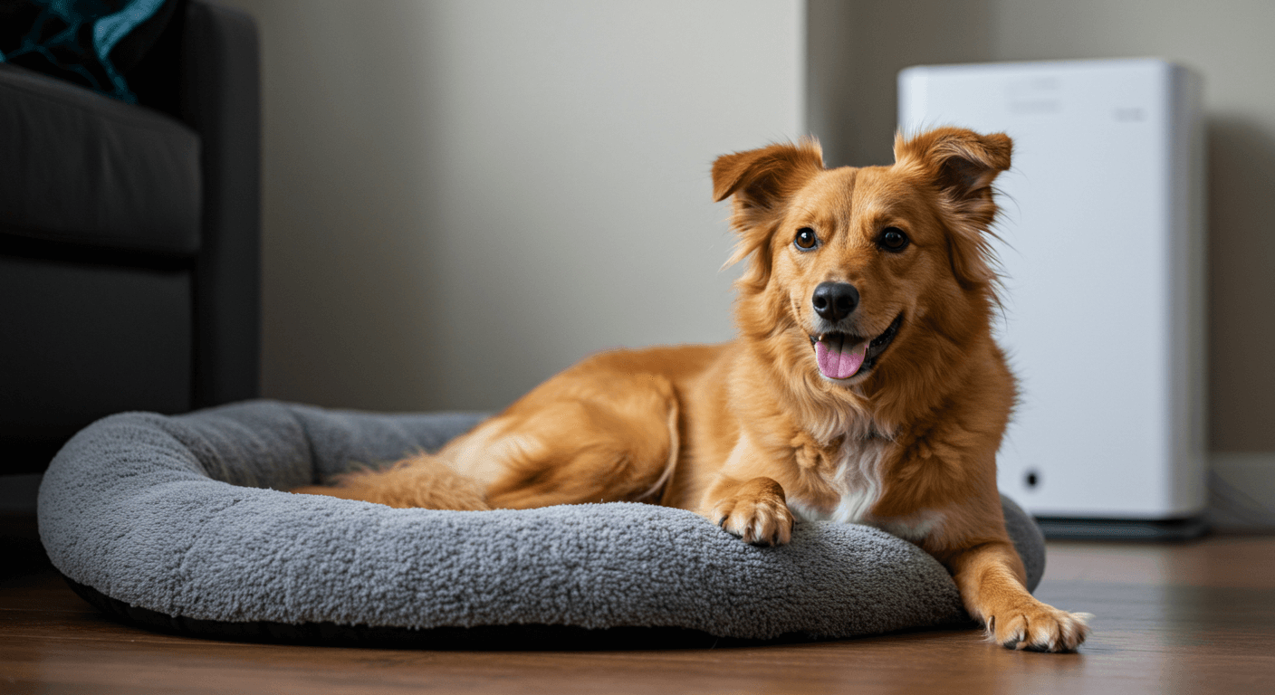 알레르기 관리를 잘 받은 건강한 반려견