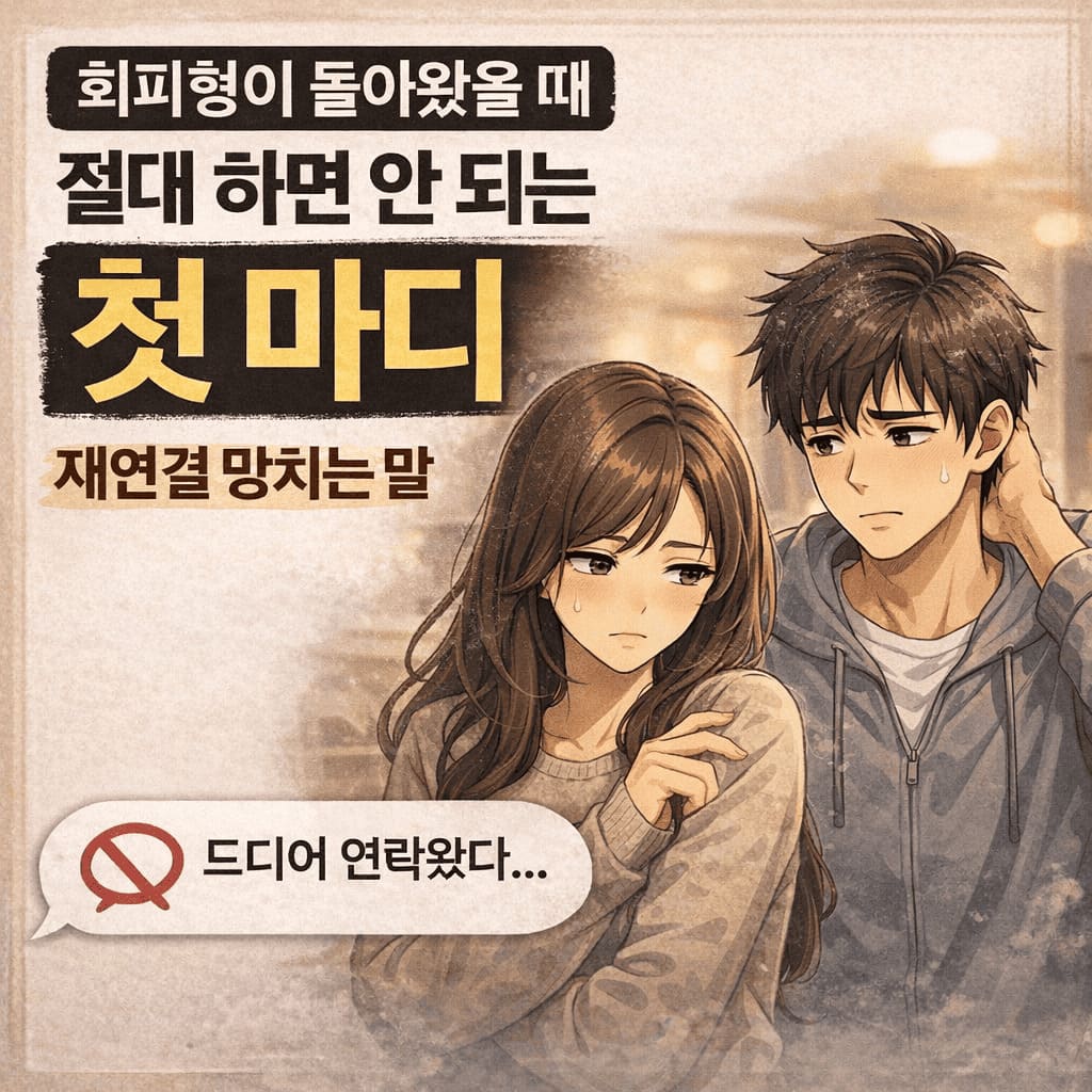 회피형이 돌아왔을 때 절대 하면 안 되는 첫 마디