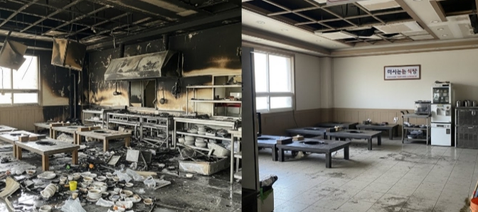 전주 화재 청소중