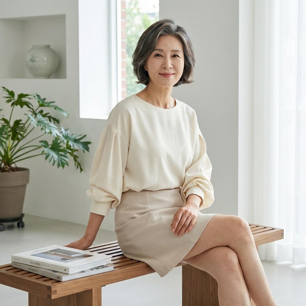 중년 여성 어깨라인 예뻐 보이는 드롭 숄더 활용법